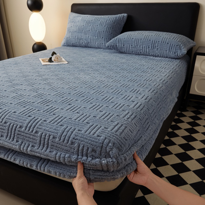 Autumn and Winter Cotton Fleece Bed Cover Single-piece Thickened Milk Coral Fleece Bed Cover Bed Sheet Mattress Simmons Protective Cover