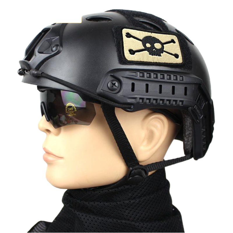 Cross-border Amazon FAST helmet PJ version oval hole simple riding CS rail military fan helmet tactical helmet