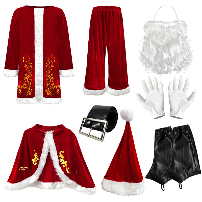 Picture of European and American Cross-Border Christmas Clothing Long-Sleeved Women's Christmas Skirt Thickeneded Santa Claus with Shawl Christmas Queen Clothing