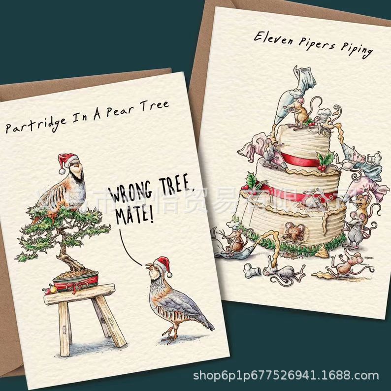 Picture of 2022 cross-border new two Days Of Christmas Card Set(12PCs)