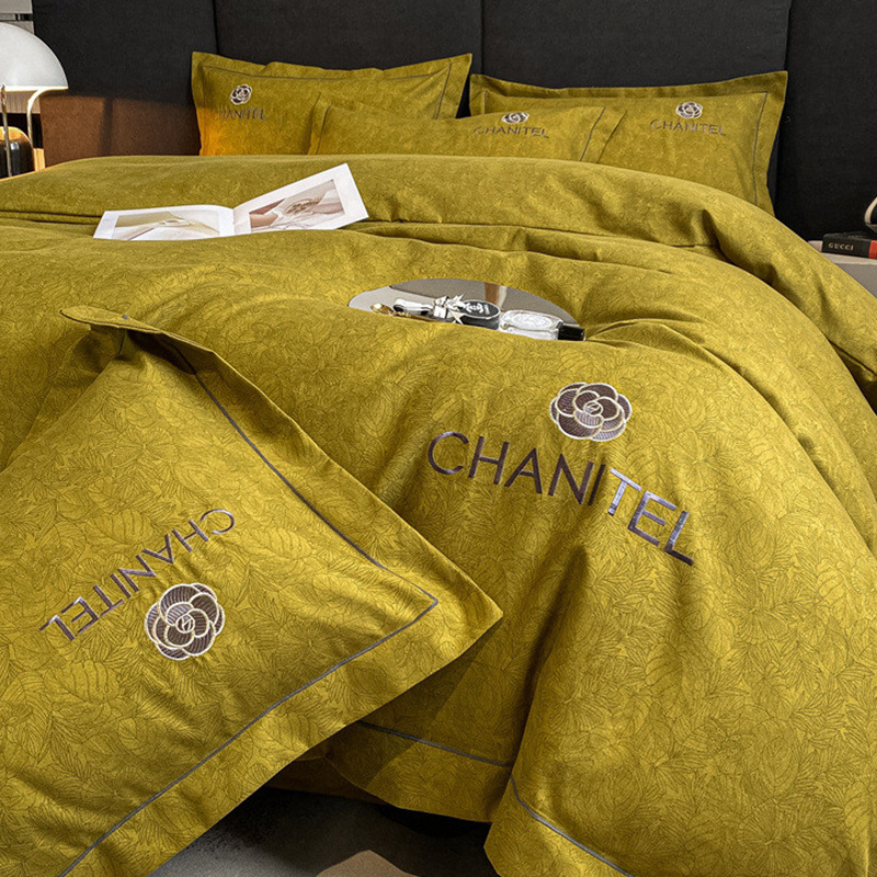 Picture of Light luxury embroidery thickened brushed bedding four-piece quilt cover quilt cover bed sheet three-piece fitted sheet factory wholesale