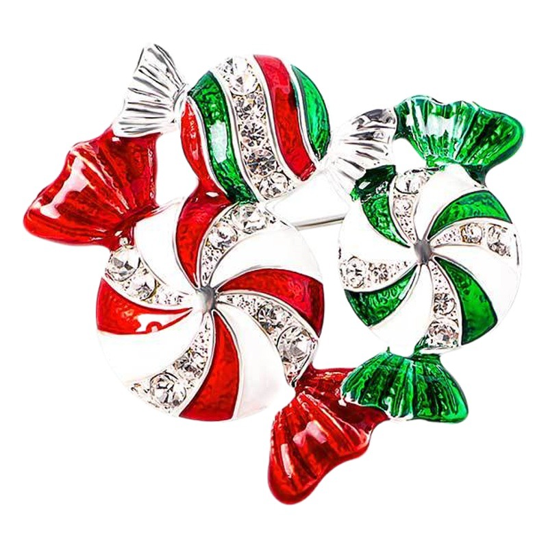 Picture of European and American Christmas brooch cartoon cute red brooch fashion high-end oil drop pin for men and women