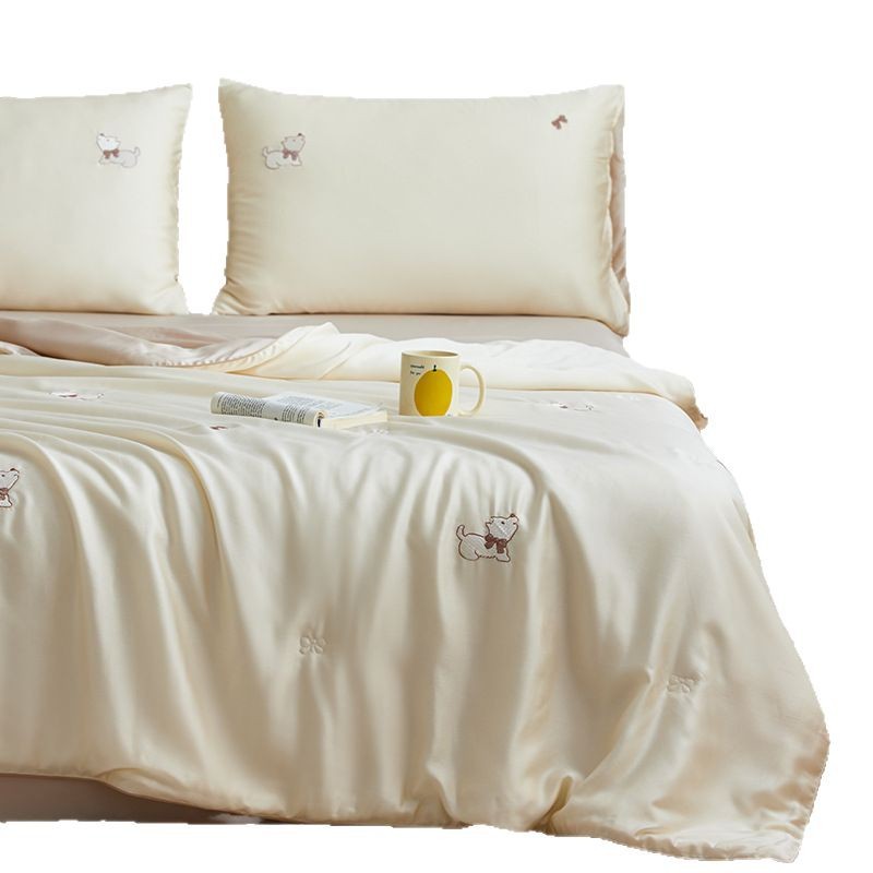 Picture of Class a Summer Cooling Tencel Lyocell Embroidered Air-Conditioning Summer Quilt Girly Cartoon Thin Quilt Four-Piece Set
