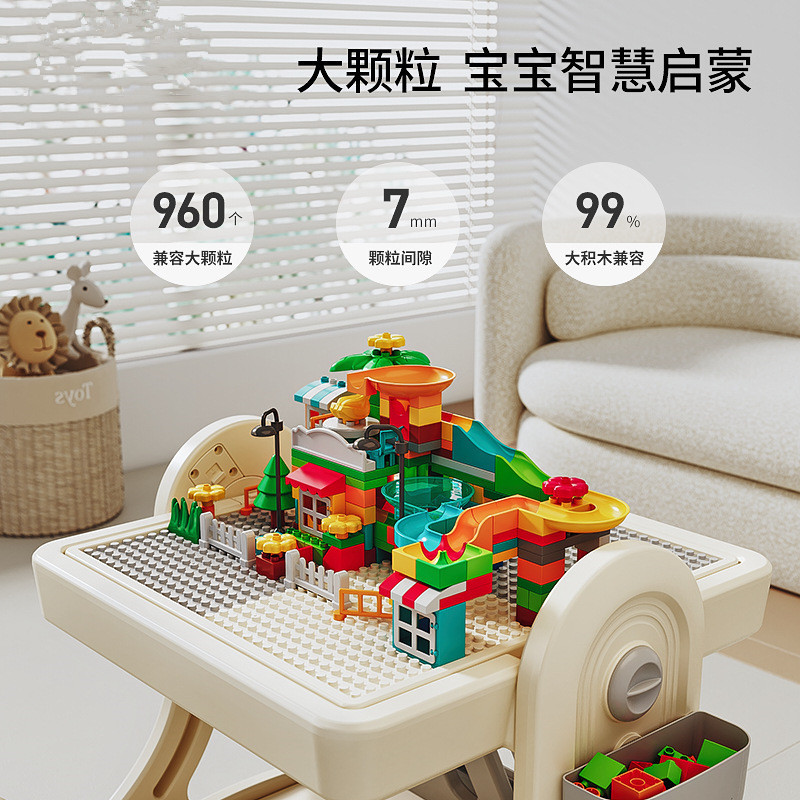 Picture of Babyviva Kidsren's Building Block Learning Table Multi-Functional Building Block Table Game Table Toy Table Chair Early Education Puzzle