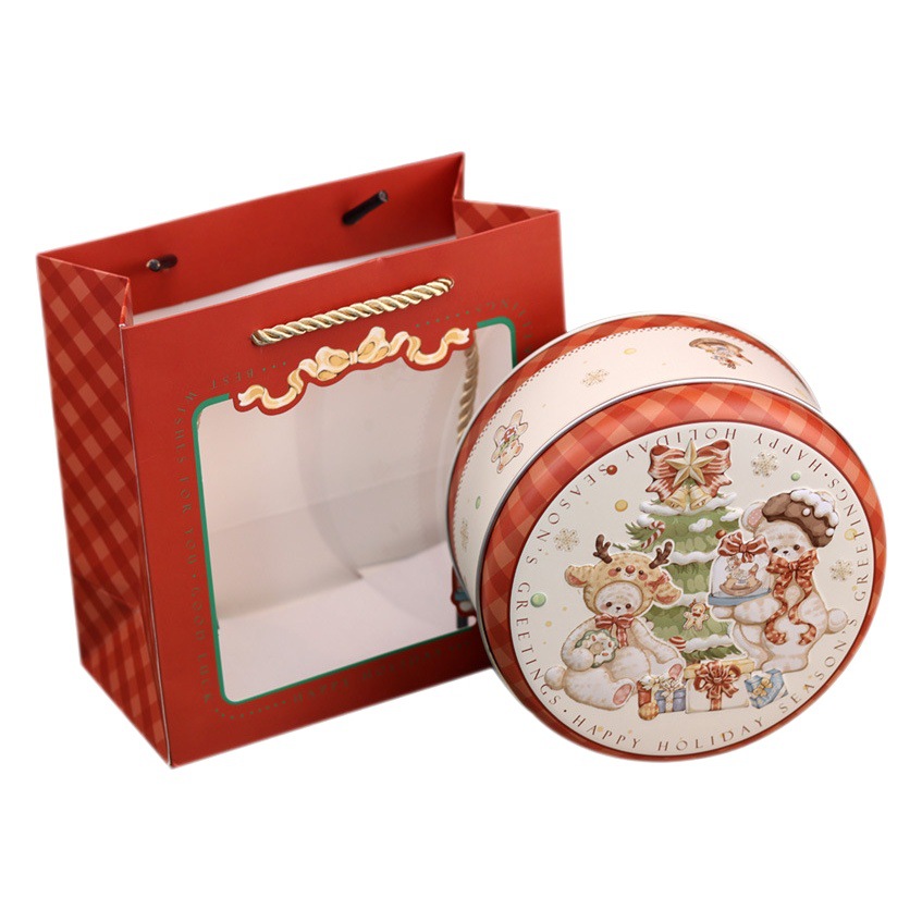 New Christmas Round Jar 135 small size Cookies Candy Gift Wrapping Round Tinplate Box in stock