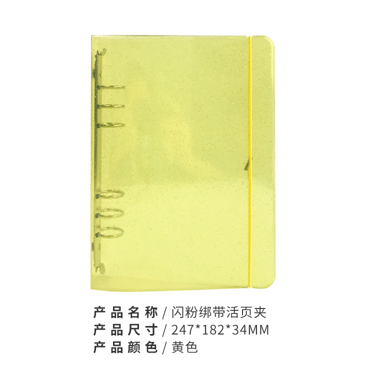 Picture of New A5 Transparent Glitter PVC Loose-leaf Notebook Simple Conference Notebook 6-hole Hand Account Book Strap PP Shell Notebook