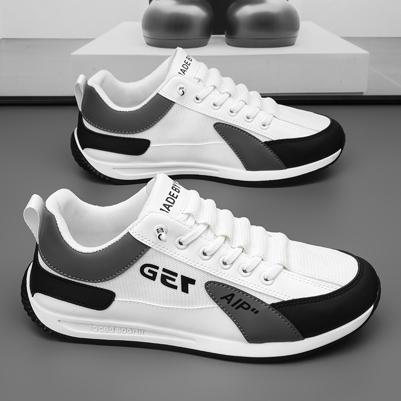 Slip-on Men's Shoes Spring Leather Breathable Forrest Gump Sports Sneakers Running Men's Casual White Shoes Thick Sole Spring