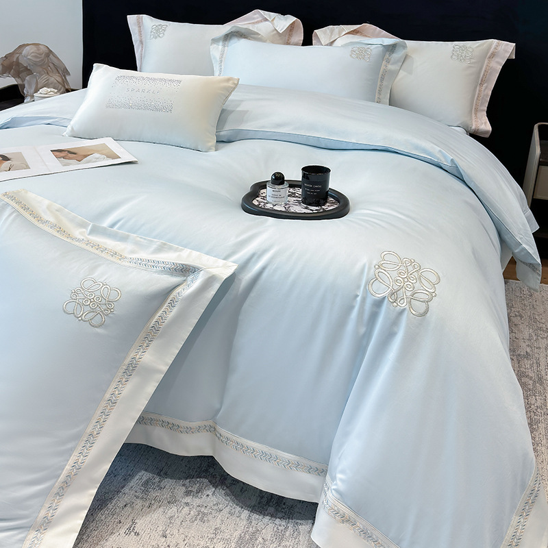 Picture of Class a Classy 240 Count Cotton Satin Four-Piece Set Long-Staple Cotton Pure Cotton Skin-Friendly Naked Sleeping Bed Sheets Quilt Cover Nantong Home Textiles