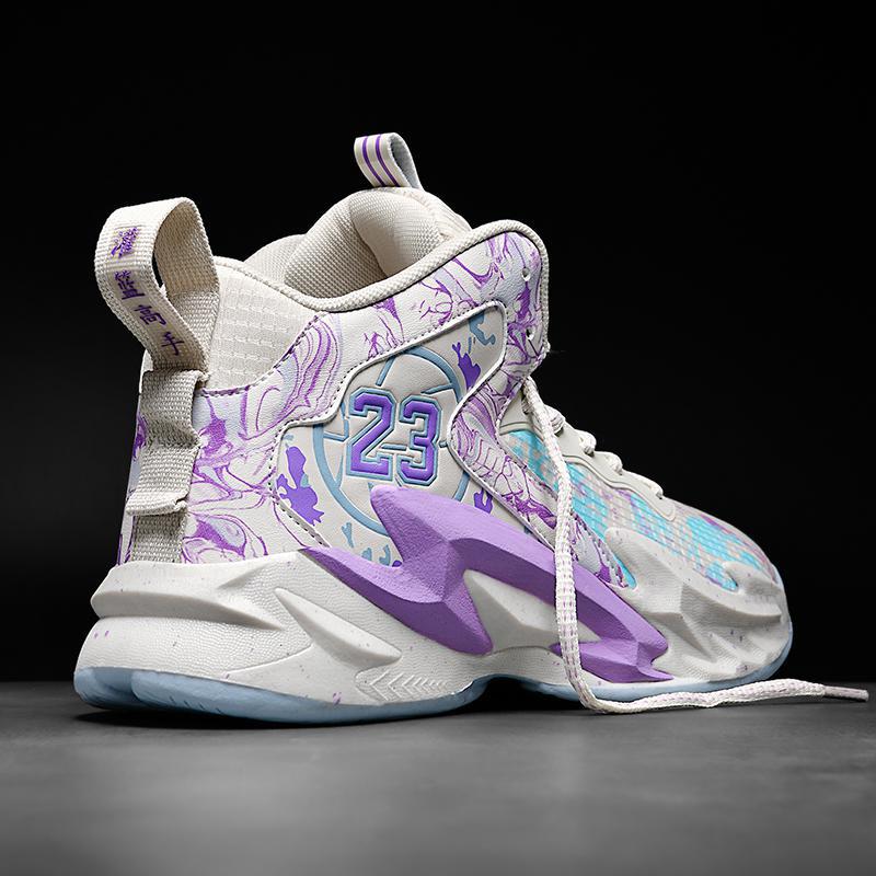 No. 23 letter 2024 New basketball shoes high-top combat boots children boys middle and big Children students training running sports