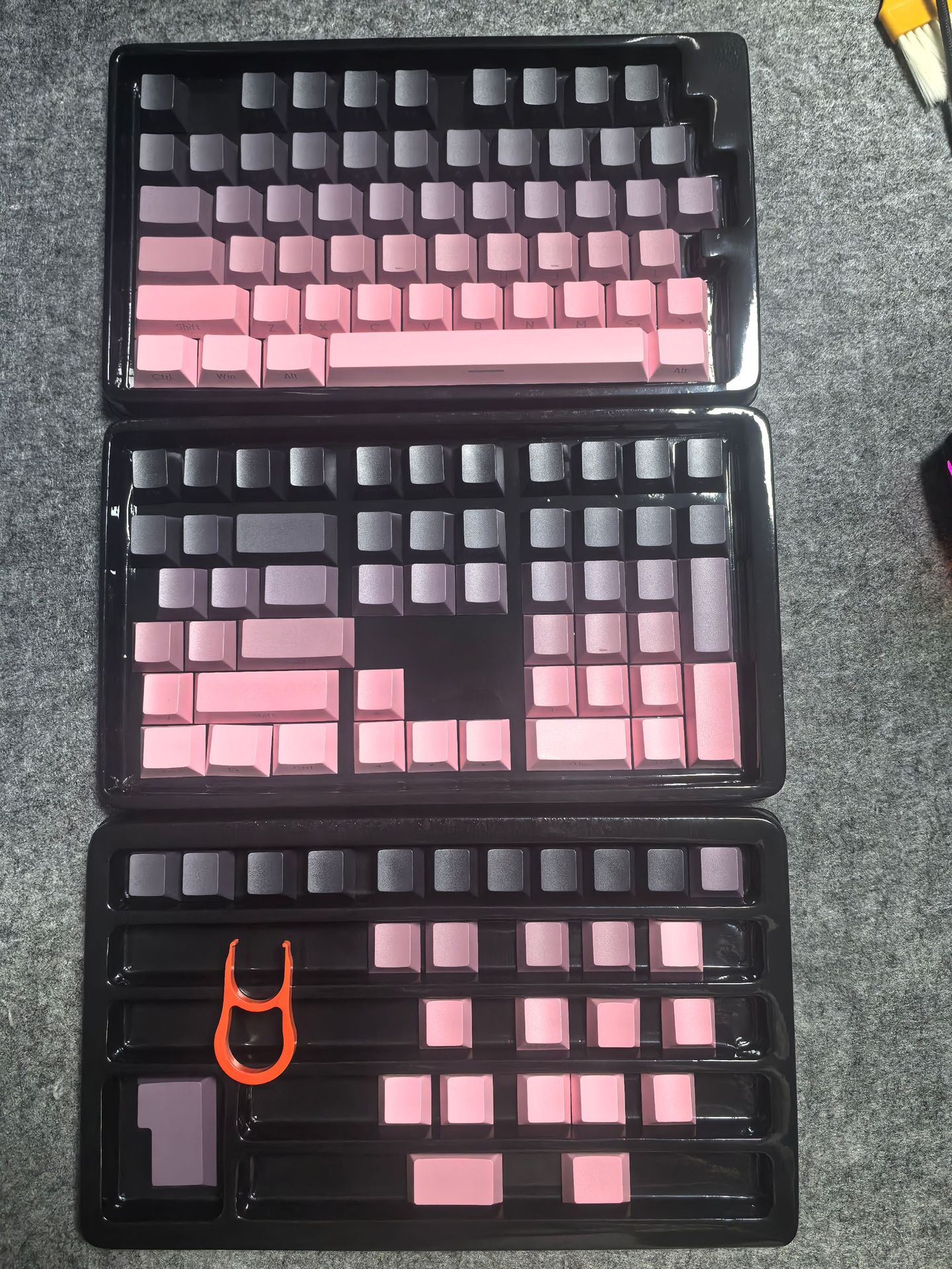 Picture of Wholesale factory height side engraved transparent keycap PBT two-color gradient large full set of sublimation personality keyboard cap