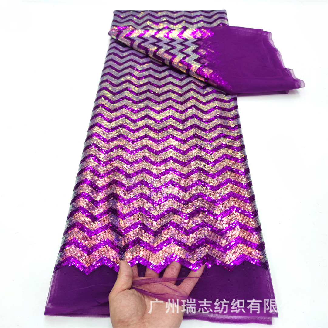 New Mesh W Corrugated Two-color Dress Pattern Embroidered Fabric African Fashion dress Catwalk Clothing Fabric