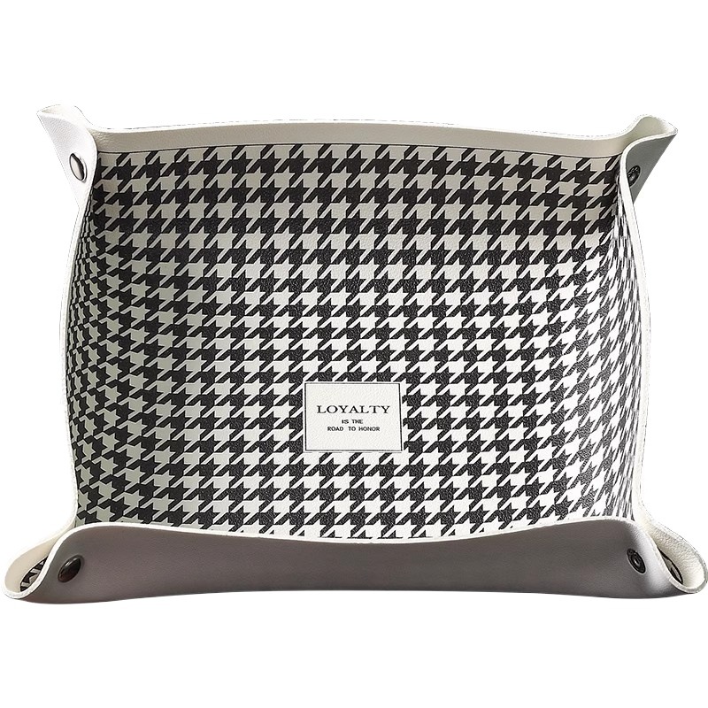 Nordic Simple Houndstooth Storage Plate Key Jewelry Lipstick Cosmetic Desktop Shoe Cabinet Dormitory Storage Box