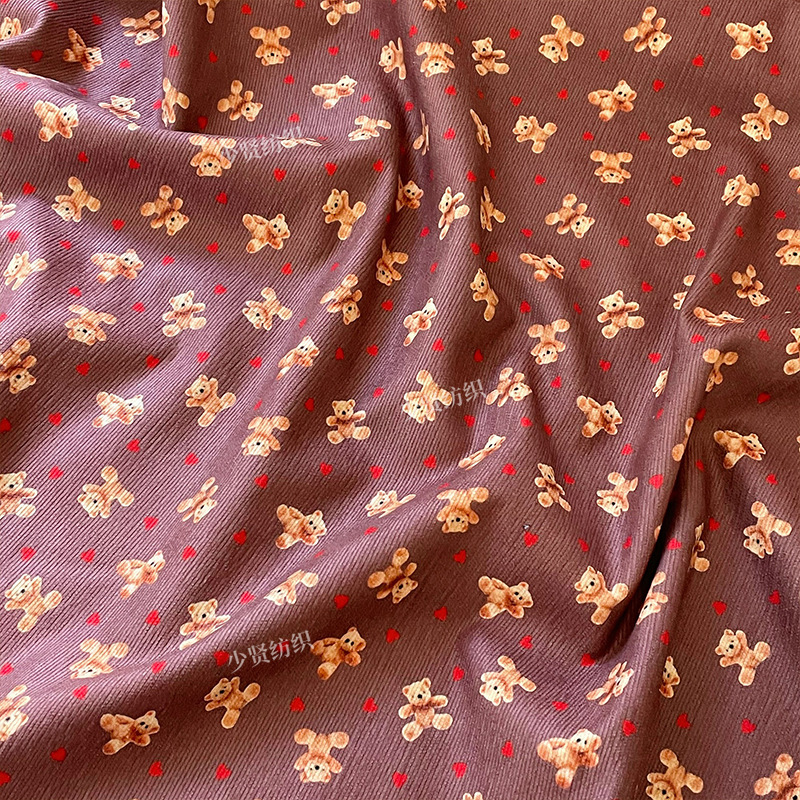 Picture of Japanese and Korean bear pattern printed fabric autumn and winter baby children's coat clothes skirt fabric home wear fabric