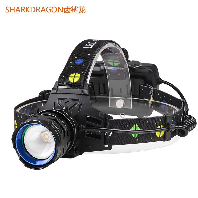 Cross-border new 30W white laser headlight USB charging outdoor zoom long-range with output LED strong light headlight