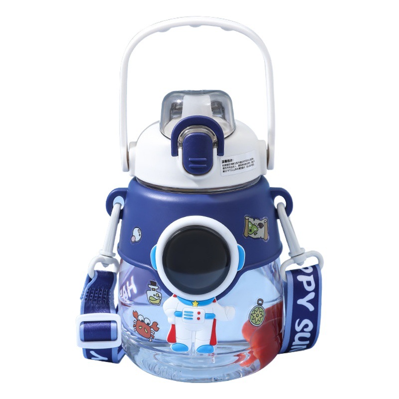 Straw Cup Summer Plastic Cup High-value Children's Water Cup Large Capacity Outdoor Cartoon Big Belly Cup Kettle