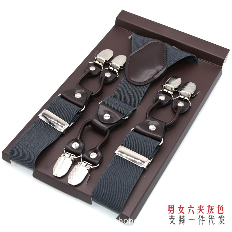 Picture of Cross-Border Supply Men's Suspenders Six-Clip Suspenders Elastic Adjustable Fat People Suspenders Men and Women Suspenders