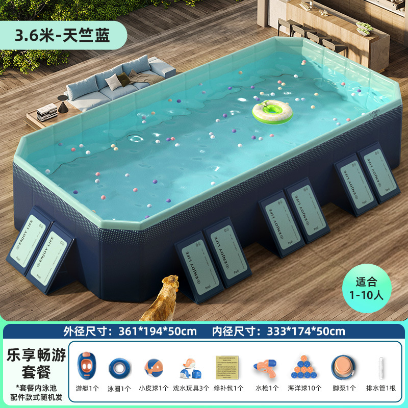 Picture of Circle Qi Swimming Pool Thickened Wear-resistant Inflatable Swimming Pool Outdoor Non-inflatable Foldable Paddling Pool Children's Household Pool