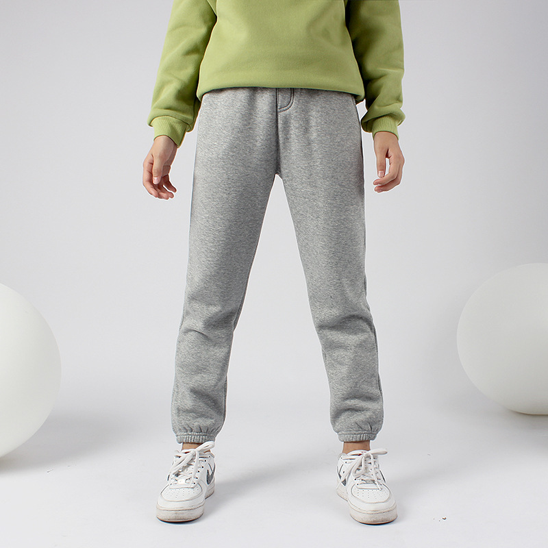 Picture of Autumn and winter Korean version of the new children's fleece-lined pants big children's solid color all-match warm pants girls' pants generation
