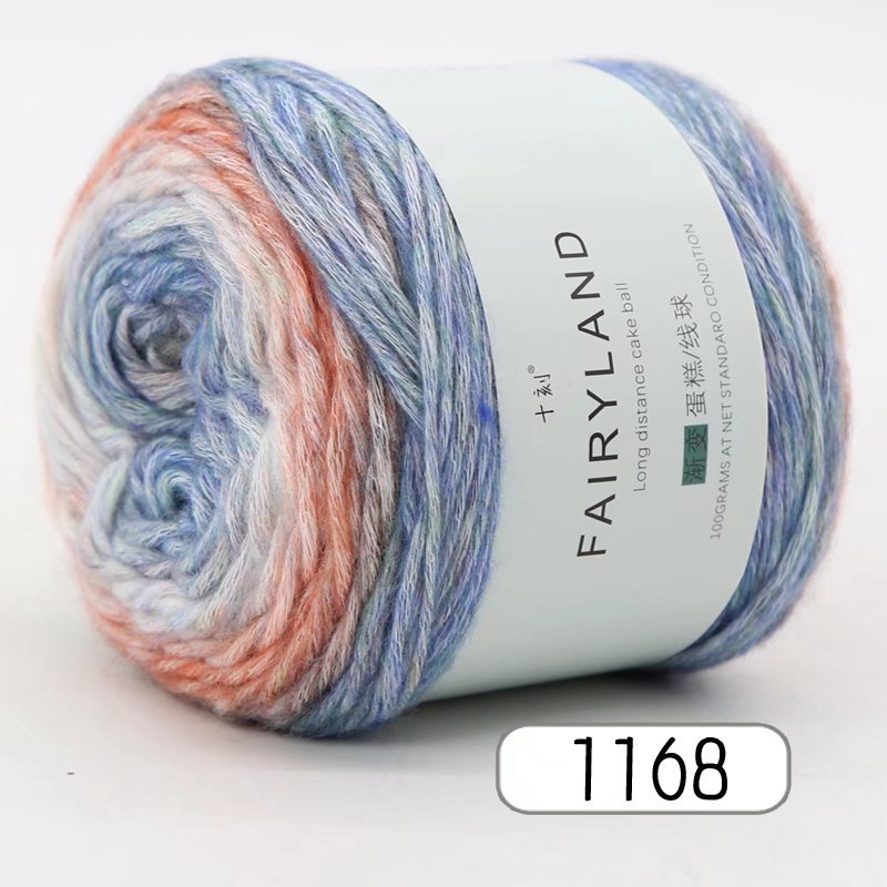 Picture of Cake wool segment dyeing gradient baby children's wool cotton rainbow thread handmade knitting shawl scarf sweater special offer