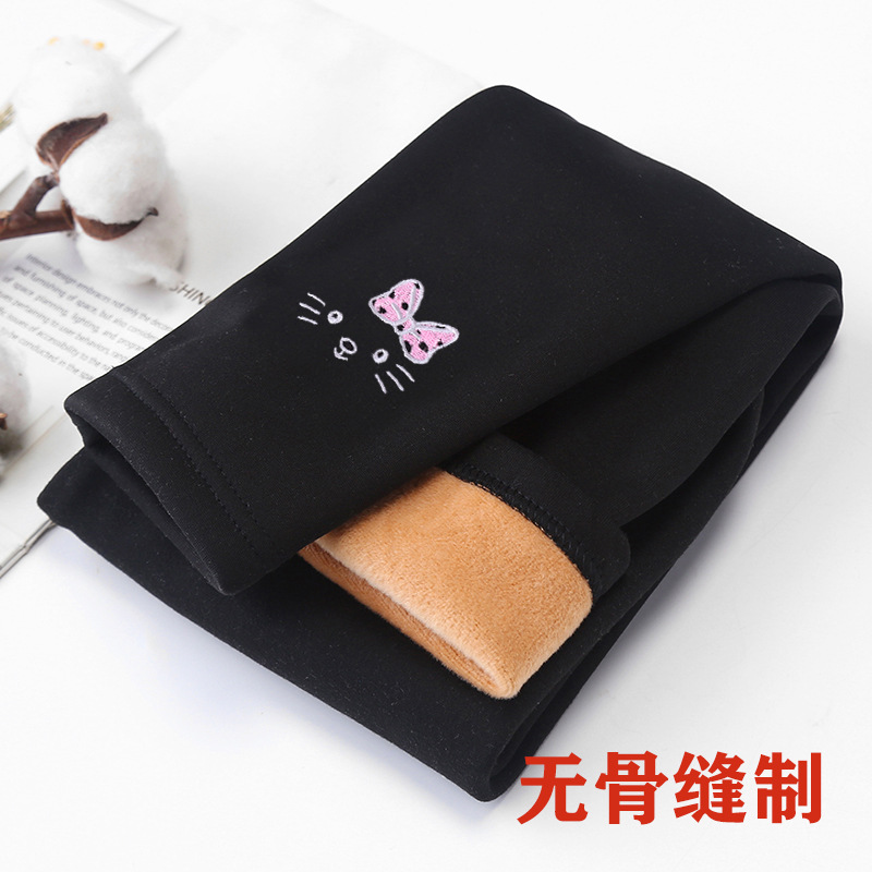 Picture of Autumn and winter Korean girls' leggings plus velvet padded boneless sewing rubber band mid-waist pants wholesale generation