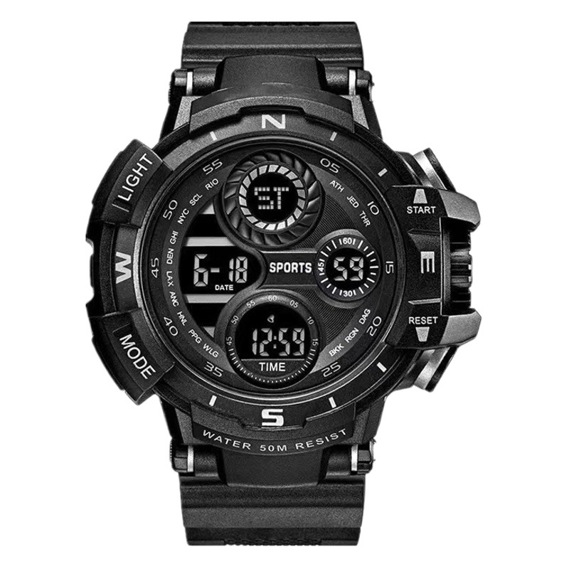 Factory wholesale Middle School watch men's luminous waterproof electronic watch multi-function alarm clock large sports fashion watch