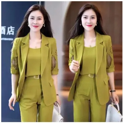 Picture of Professional Three-Piece Suit for Women 2025 New Fashion Summer Slimming and Western Style Harem Pants Suit Thin