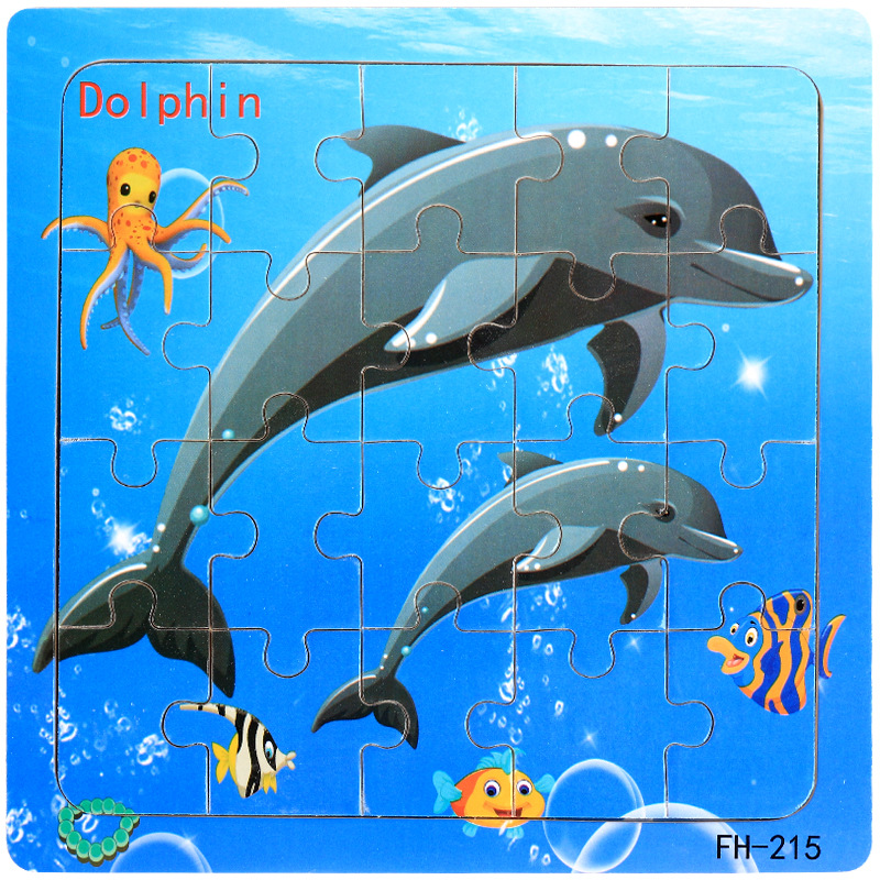 Picture of 20 Pieces of Wooden Kidsren's Intellectual Toys, Wooden Puzzles, Cartoon Animals, Street Stall Toys, Factory Direct Supply