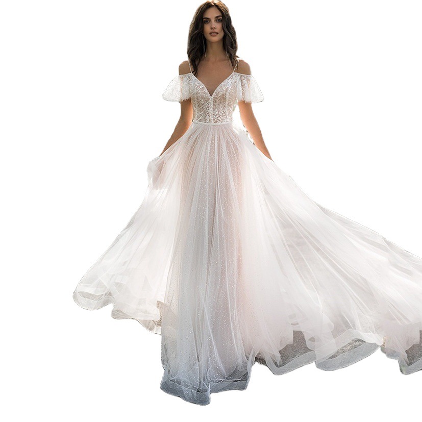 2025 New Large Size Wedding Dress Slim Fit Shoulder Floor-Length Fat Man Lace Flower One Shoulder Women