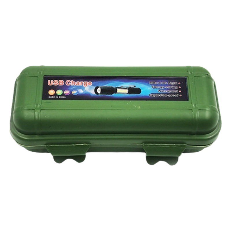 LED small flashlight with side light strong light telescopic zoom USB charging set household convenient mini flashlight