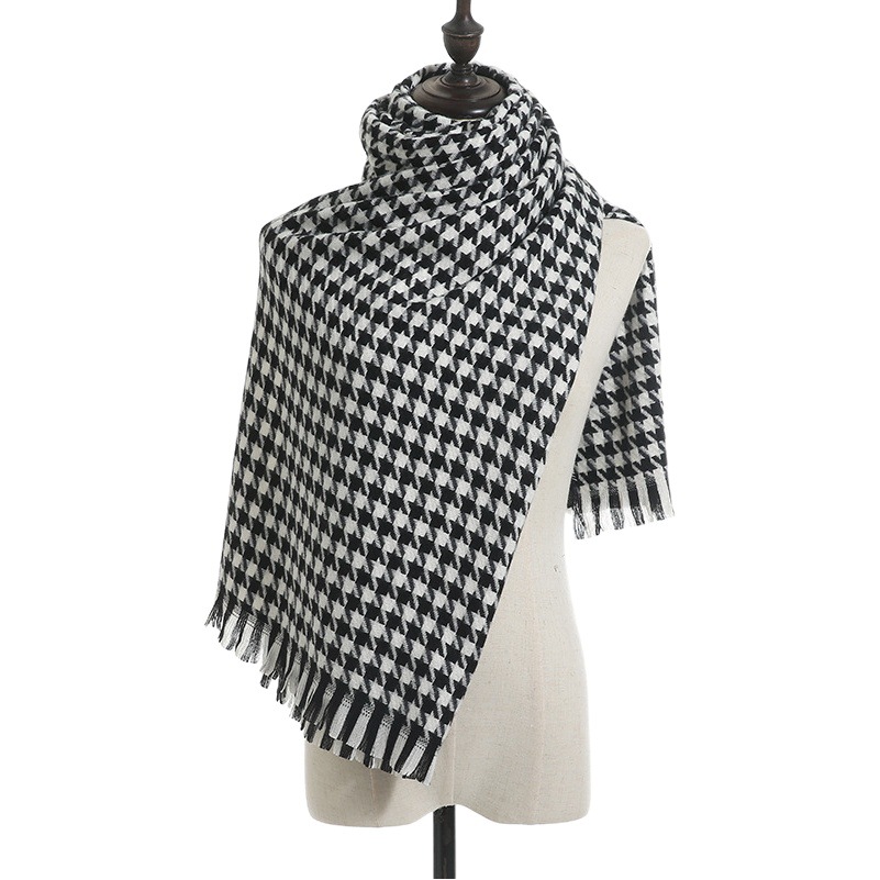 Houndstooth scarf women's winter 2025 new plaid cashmere scarf wholesale factory thickened shawl scarf women