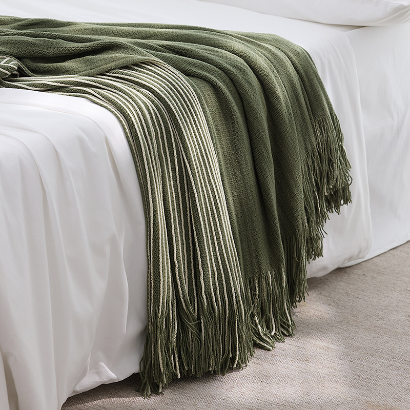 Homestay Hotel Pastoral Style Knitted Blanket Bed Tail Bed Flag Leisure Cover Blanket New Factory in stock Cross-border Style