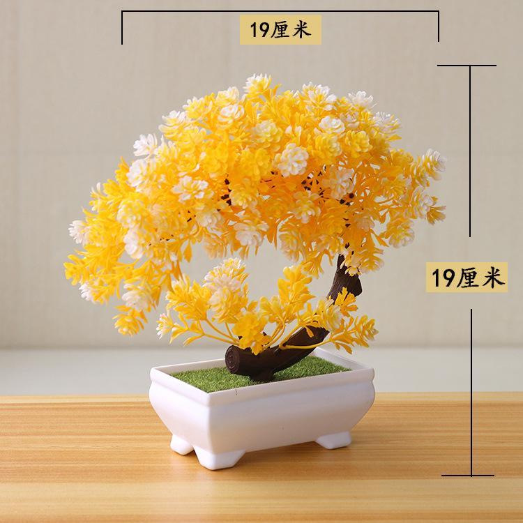 Picture of Sakura Snowball Simulated Plant Potted Grass Ball Bonsai Small Tree Home Decoration Flower Ornament Creative Mini Small Round Ball