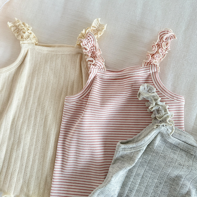 Picture of Girls Camisole 2025 Baby Girl Summer Children's Korean Version Easiest for Match Cute Pit Strip Color Line Camisole