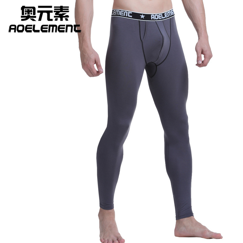 Picture of Men's long johns panties single-piece autumn and winter thin tight warm pants slim-fit johns men's leggings