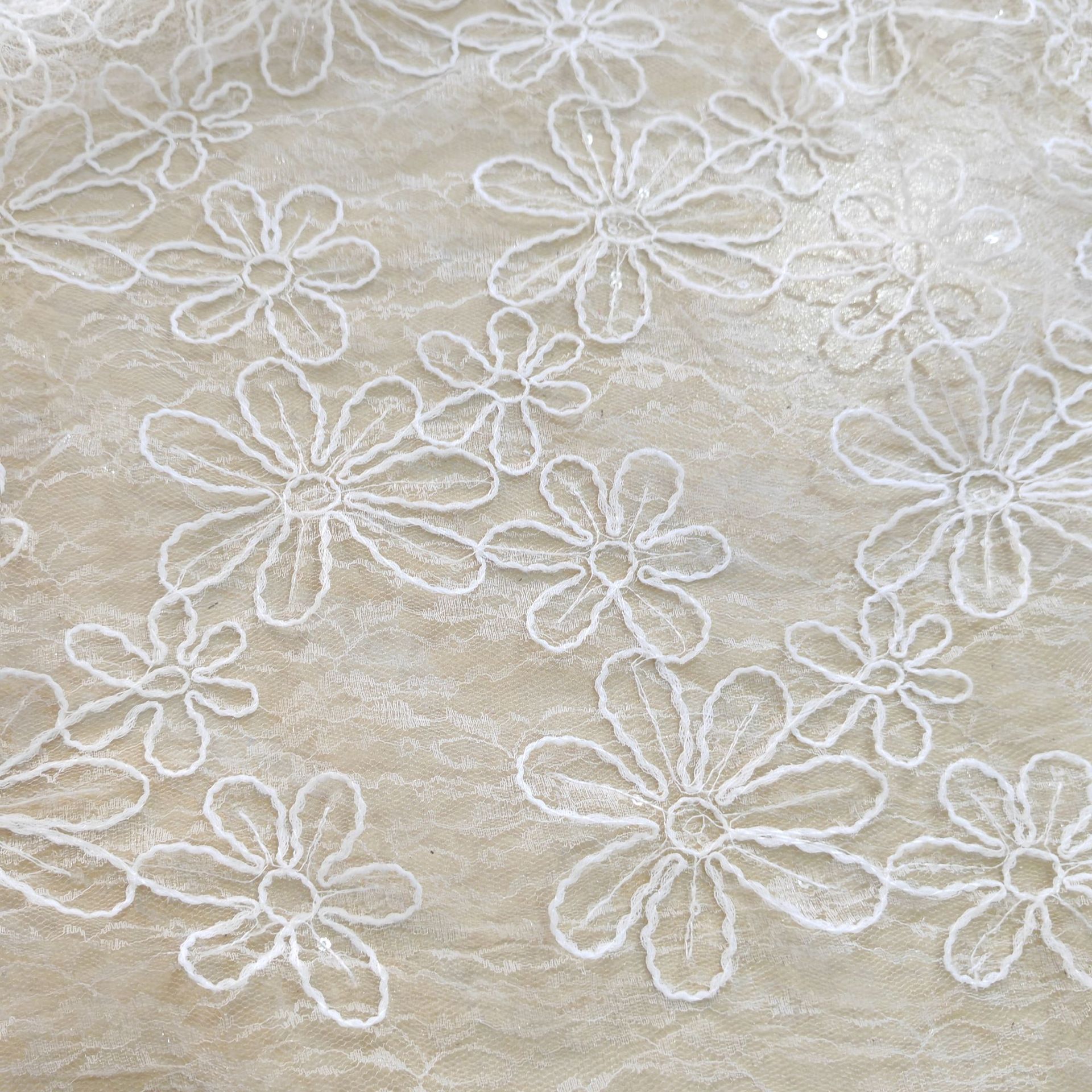 New Crystal Sequins Chrysanthemum Disc Belt Hanfu Embroidered Fabric Lace Embroidered Children's Dress Beaded Fabric