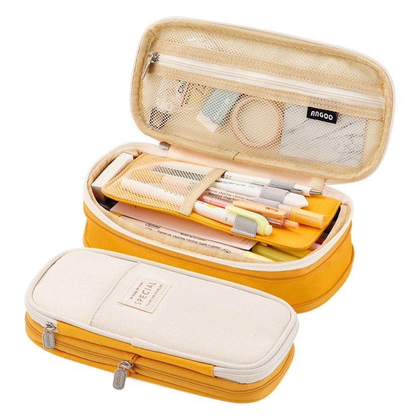 Anko Stationery Japanese and Korean Style Macaron Color-matching Can Be Changed Large Capacity Upgraded Pencil Case Stationery Box
