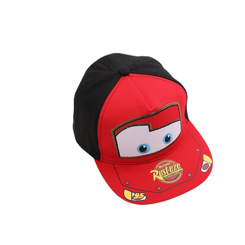 Picture of Korean Car Children's Flat Brim Baseball Cap Spring and Autumn New Cartoon Lightning Mcqueen Boys and Girls Hip-Hop Hat Wholesale
