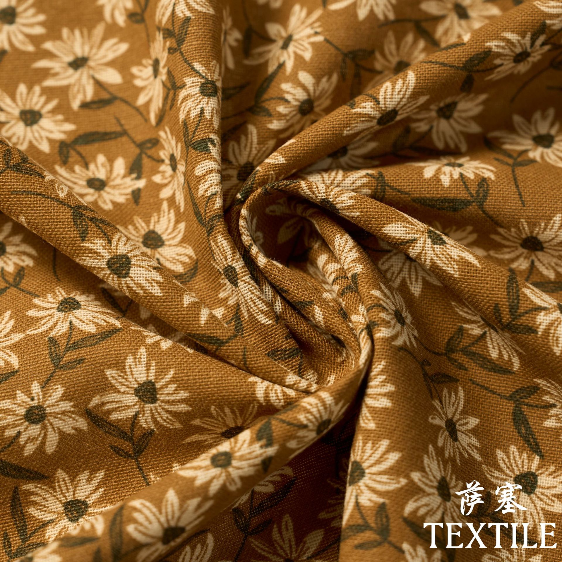 Picture of Cotton and Linen Digital Printing Fabric Floral Fabric Pastoral Style Fabric Floral Skirt dress Cloth