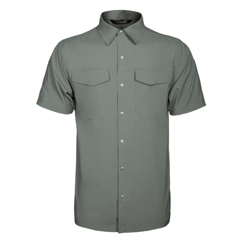 Angyi Summer Outdoor Short-Sleeved Shirt Men's Breathable Military Fan Tactical Quick-Drying Shirt Lapel Workwear Casual Men's Top