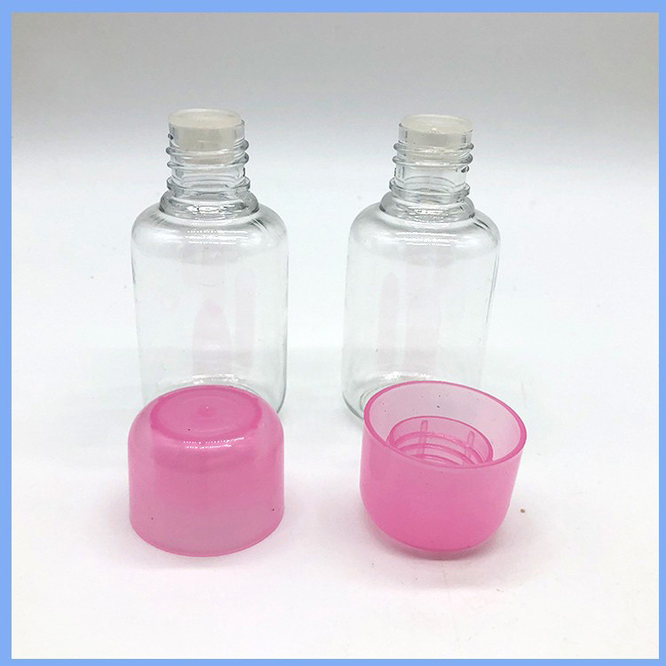 Manufacturers sell pet plastic bottles 50ml nail polish cleaning water bottles transparent nail polish cleaning water bottles colorless double-layer cap pointed mouth inner plug