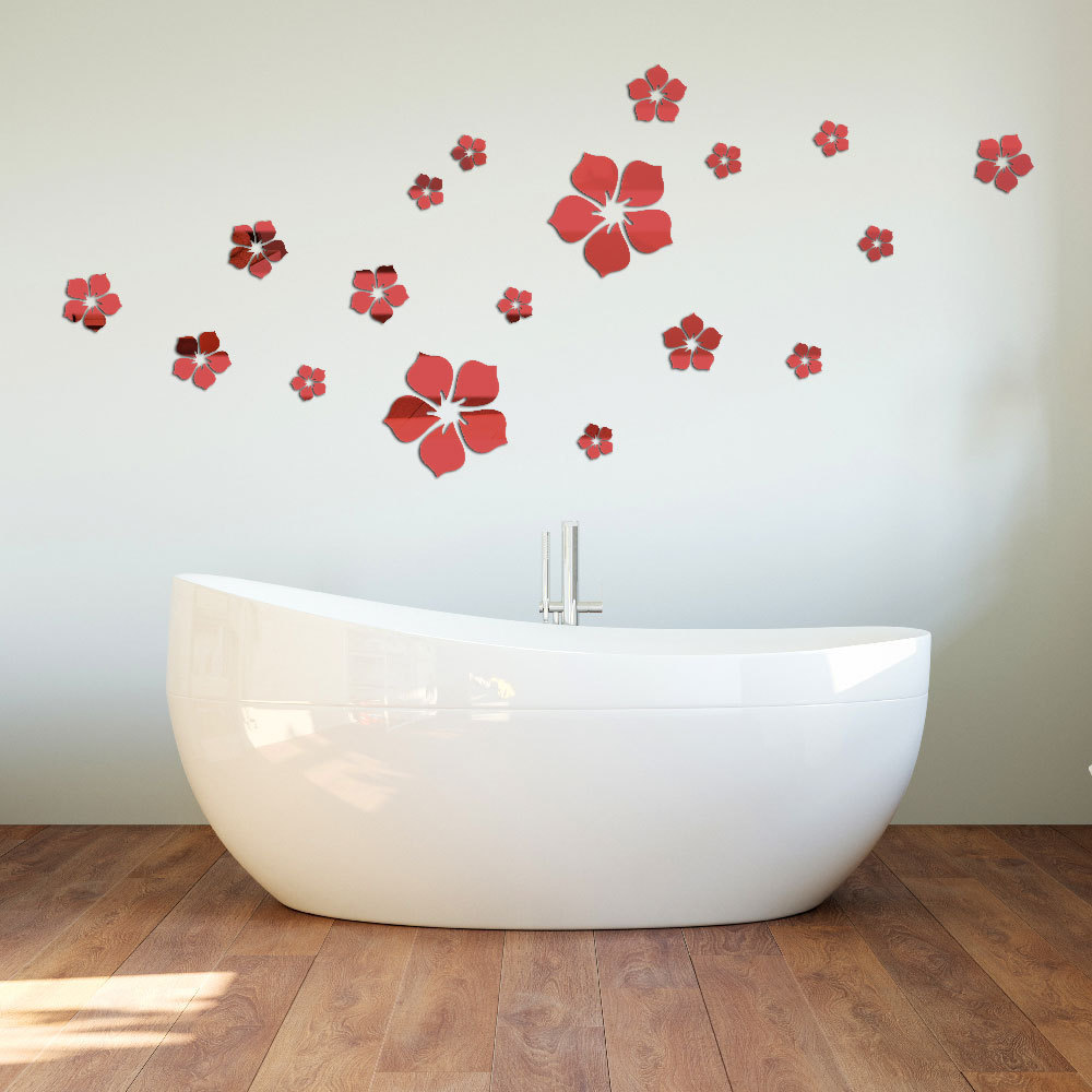 Picture of 3D Acrylic Mirror Flowers 18 Petals Crystal Mirror Wall Stickers Stereo Stickers Bedroom Living Room Decorative Wall Decorations