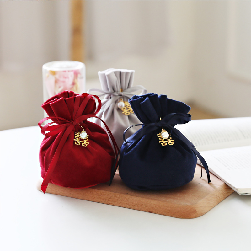 Picture of Wedding Velvet Candy Bag Little Red Riding Book Wedding Candy Accompanying Gift Wedding Candy Box Creative Birthday Full Moon Candy Bag