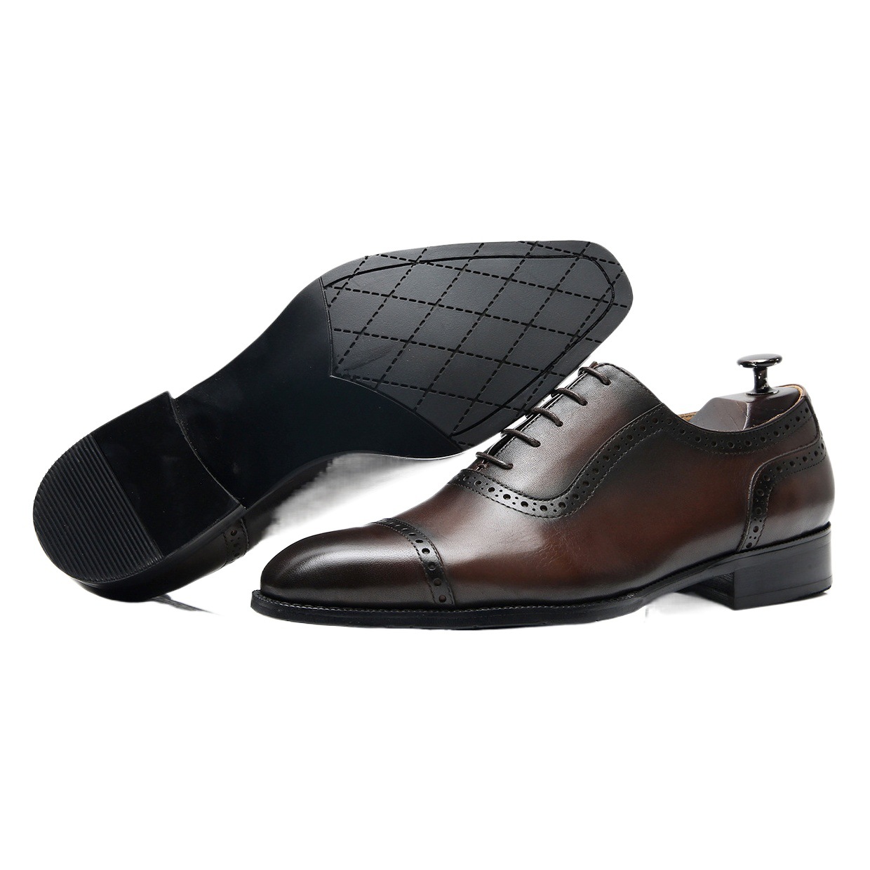 British Genuine Leather Men's Shoes Cowhide Carved Leather Shoes Men's Summer Business Casual Dress Shoes