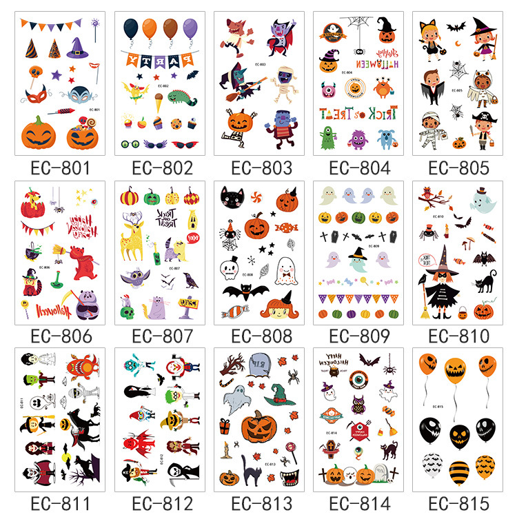 Picture of New Halloween Tattoo Sticker Funny Cartoon Fun Children Tattoo Sticker Disposable Tattoo Sticker Disposable