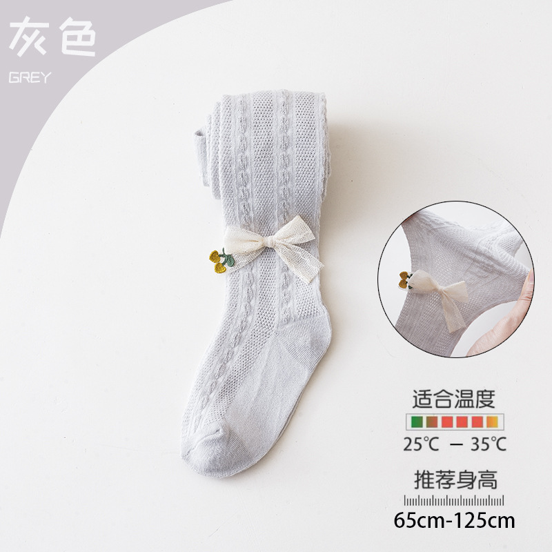 Picture of Summer mesh pantyhose girls leggings Princess wind lace bow breathable anti-mosquito children's pantyhose wholesale