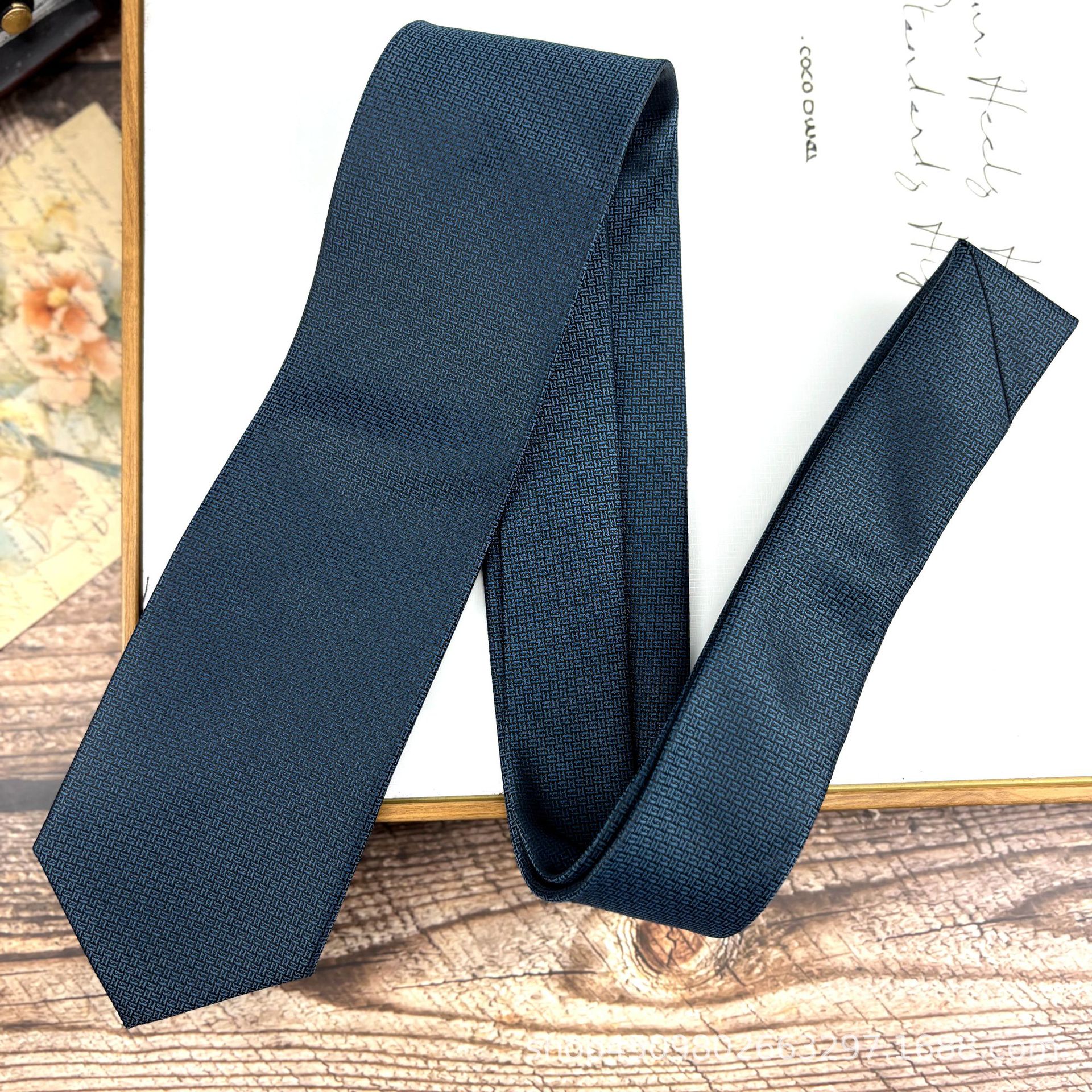 Picture of Retro Casual Clear Color Texture Tie Solid Color Men's Professional Dress Gentleman Working Groom Wedding Cafe Green