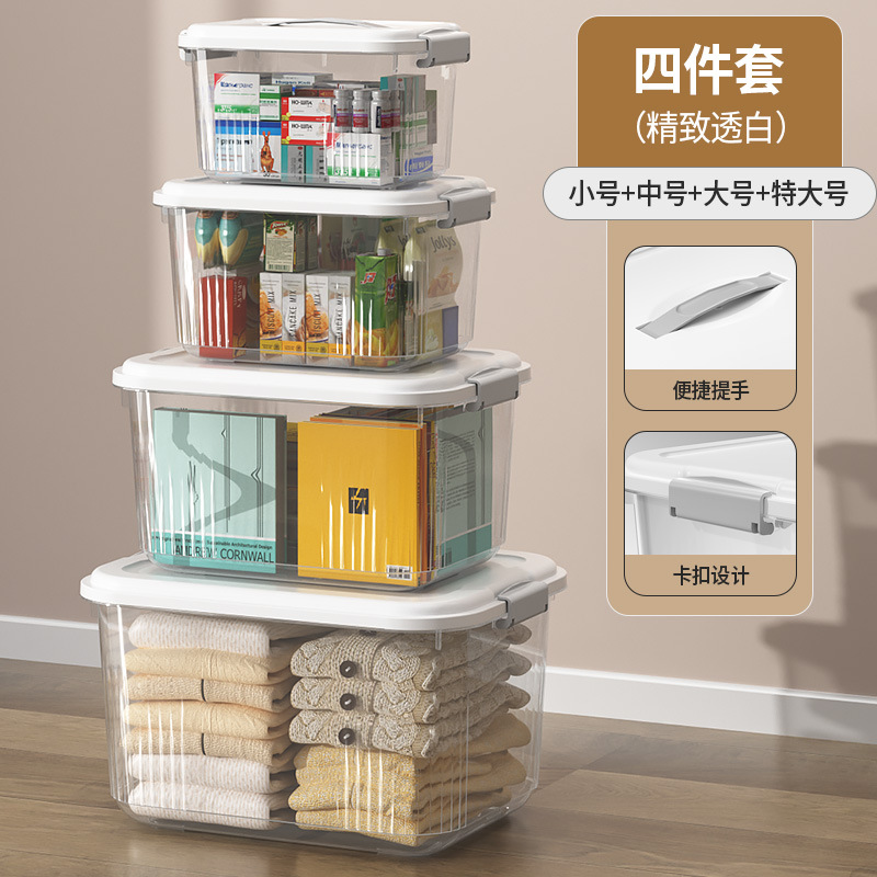 Picture of Transparent Storage Box Plastic Box with Lid Satchel Storage Box Large and Small Clothing Storage Box Organizer Box with Lid