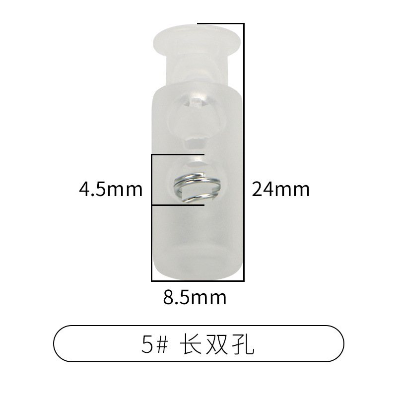 Picture of Manufacturer Plastic Adjustable Elastic Belt Spring Buckle with Rope Pig Nose Buckle Single and Double Holes Round Black Transparent Drawstring Buckle