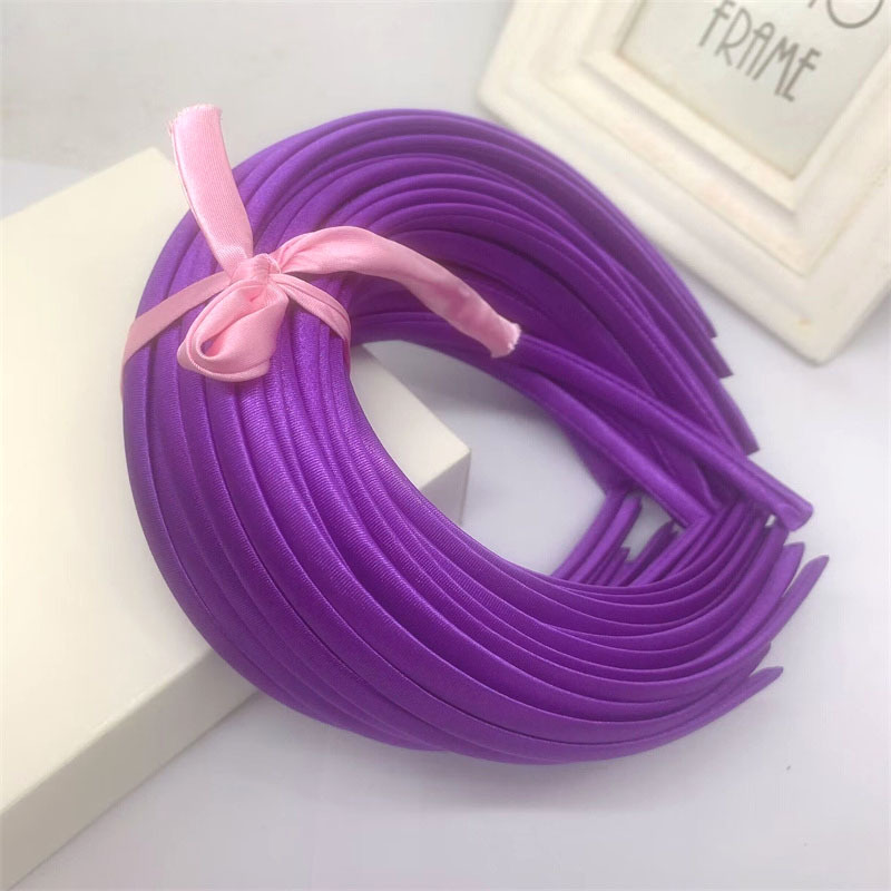 Picture of 10mm Candy-Colored Cloth-Wrapped Thickeneded Headband DIY Hairband Material Hair Accessories 1cm Satin Set Cloth Headband