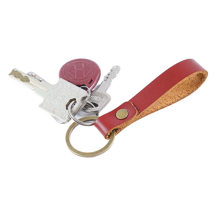Handmade DIY cowhide rope home keychain for men and women retro simple high-end leather car keychain spot